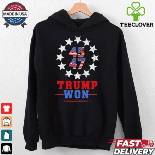 Trump Won 2024 45 47th President Usa Flag T Shirt