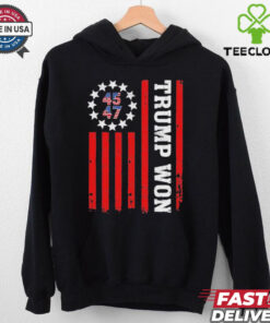 Trump Won 2024 45 47th President Usa Flag Trump Supporter T Shirt
