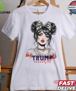 Trump girl messy bun Trump 2024 election American flag shirt
