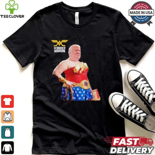 Trump wonder moron woman holding KFC french fried shirt