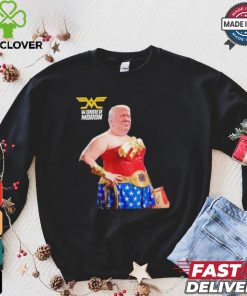 Trump wonder moron woman holding KFC french fried shirt 1 Trump wonder moron woman holding KFC french fried shirt