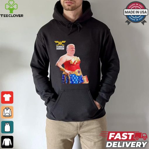 Trump wonder moron woman holding KFC french fried shirt