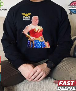 Trump wonder moron woman holding KFC french fried shirt 3 Trump wonder moron woman holding KFC french fried shirt