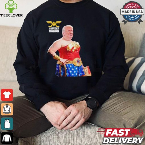 Trump wonder moron woman holding KFC french fried shirt