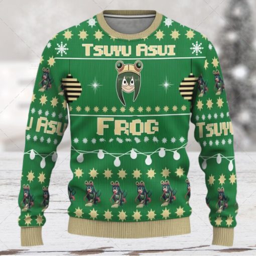 Tsuyu Asui Hero Academia Anime Gift Fan Ugly Xmas Wool Knitted Sweater