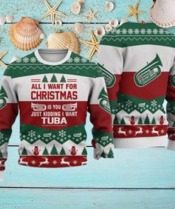 Tuba All I Want For Christmas Sweater Christmas Knitted Print Sweatshirt