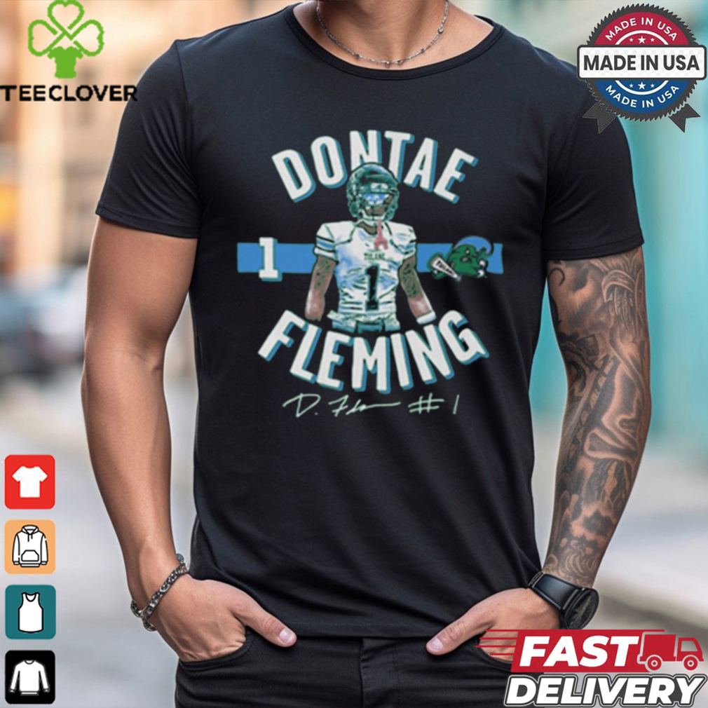 Tulane Green Wave Dontae Fleming #1 Signature t shirt Tulane Green Wave Dontae Fleming #1 Signature t shirt
