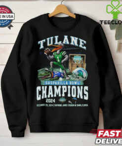 Tulane Green Wave Gasparilla Bowl Champions 2024 Waving Mascot Shirt
