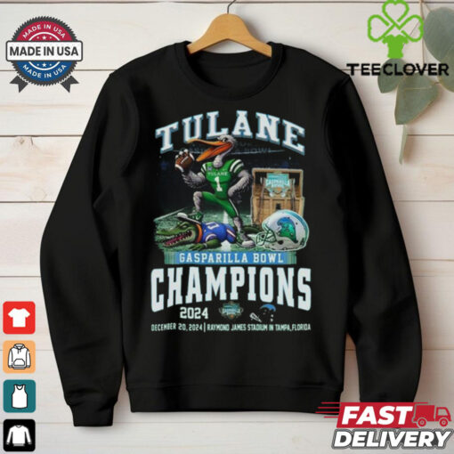 Tulane Green Wave Gasparilla Bowl Champions 2024 Waving Mascot Shirt