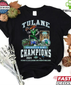 Tulane Green Wave Gasparilla Bowl Champions 2024 Waving Mascot Shirt