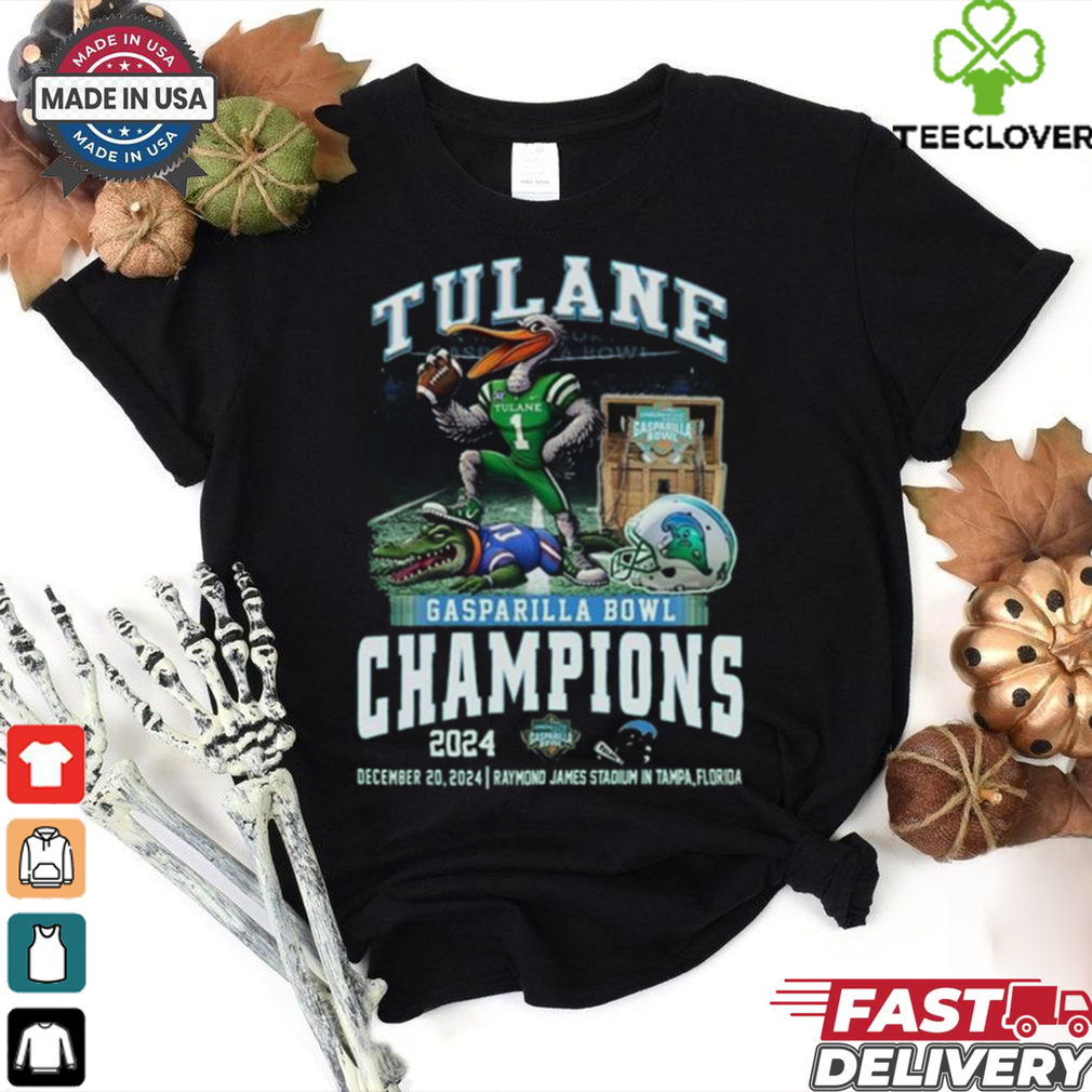 Tulane Green Wave Gasparilla Bowl Champions 2024 Waving Mascot Shirt Tulane Green Wave Gasparilla Bowl Champions 2024 Waving Mascot Shirt