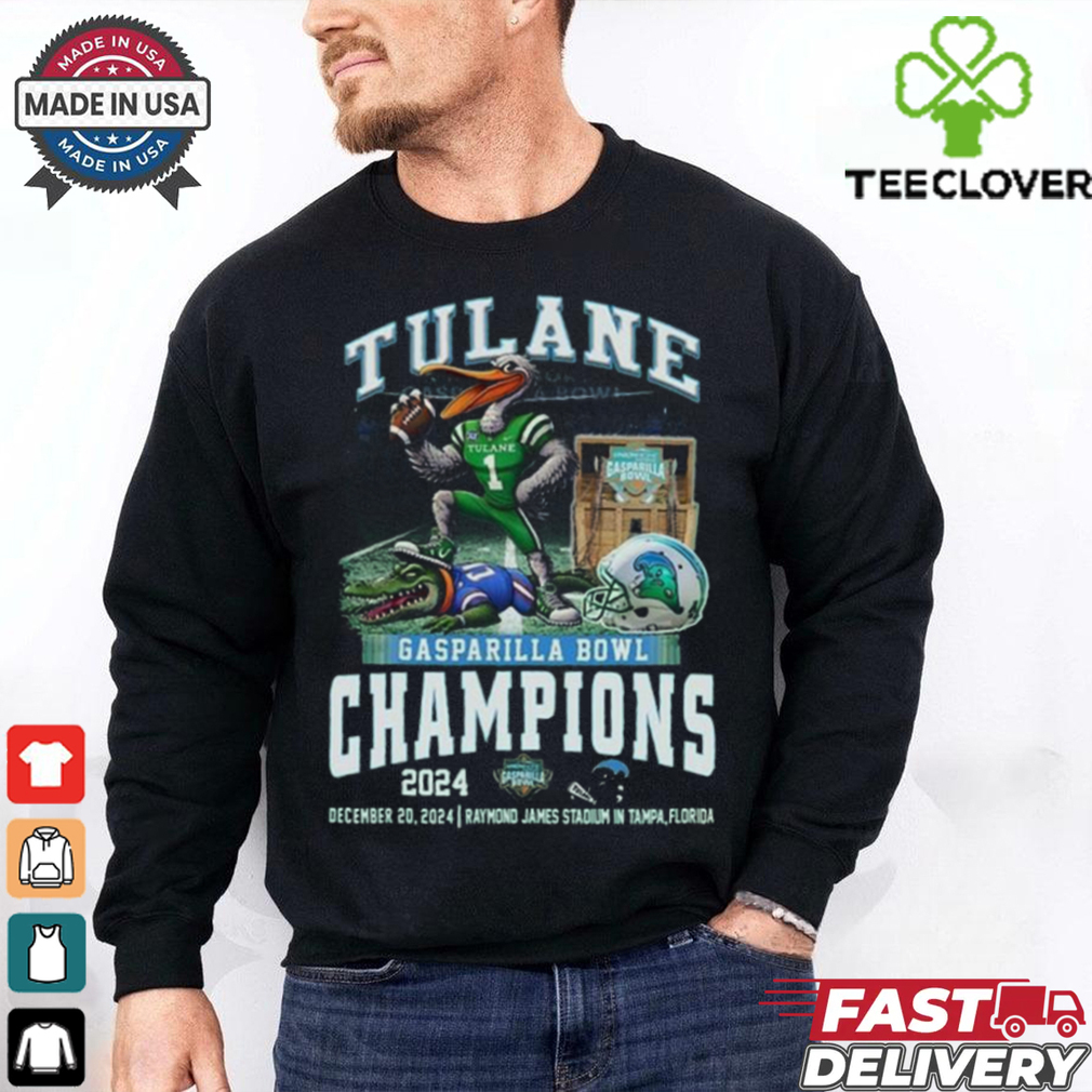 Tulane Green Wave Gasparilla Bowl Champions 2024 Waving Mascot Shirt Tulane Green Wave Gasparilla Bowl Champions 2024 Waving Mascot Shirt