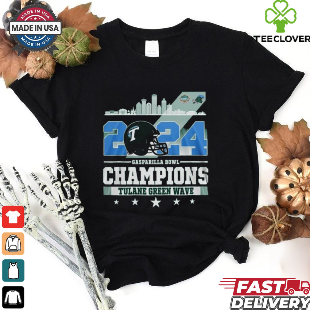 Tulane Green Wave Gasparilla Bowl Champions 2024 Waving Skyline Shirt Tulane Green Wave Gasparilla Bowl Champions 2024 Waving Skyline Shirt