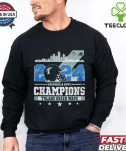 Tulane Green Wave Gasparilla Bowl Champions 2024 Waving Skyline shirt with a celebratory design featuring the team logo and a skyline backdrop.