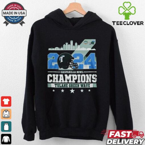 Tulane Green Wave Gasparilla Bowl Champions 2024 Waving Skyline Shirt