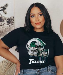 Tulane Green Wave Original Dripping Football Helmet Light Blue T Shirt