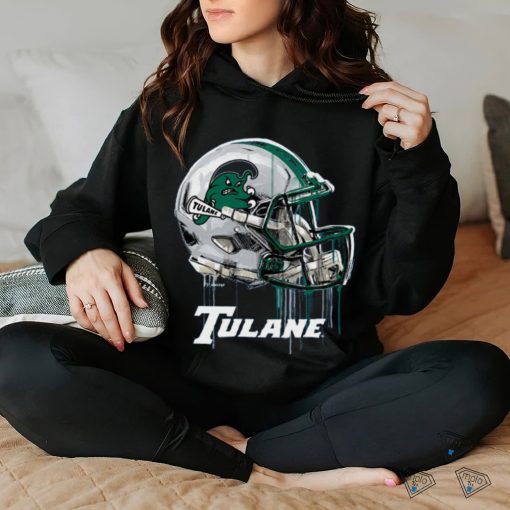 Tulane Green Wave Original Dripping Football Helmet Light Blue T Shirt