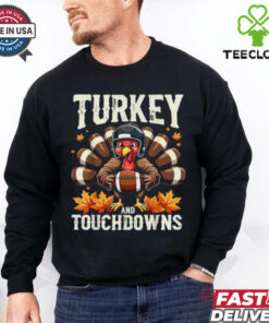 Turkey And Touchdowns Football Thanksgiving Shirts Men Boys T Shirt
