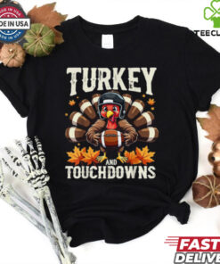 Turkey And Touchdowns Football Thanksgiving Shirts Men Boys T Shirt