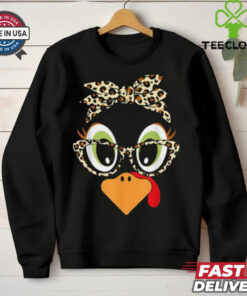 Turkey Face Leopard Headband Glasses Thanksgiving Women Girl T Shirt 1 Turkey Face Leopard Headband Glasses Thanksgiving Women Girl T Shirt