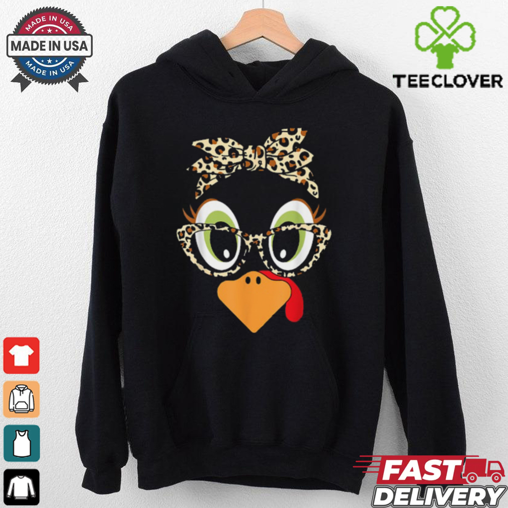 Turkey Face Leopard Headband Glasses Thanksgiving Women Girl T Shirt Turkey Face Leopard Headband Glasses Thanksgiving Women Girl T Shirt