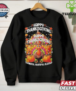 Turkey Happy Thanksgiving Thankful Grateful Blessed Shirt
