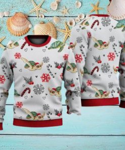 Turtle Christmas Pattern Sweater Christmas Knitted Print Sweatshirt