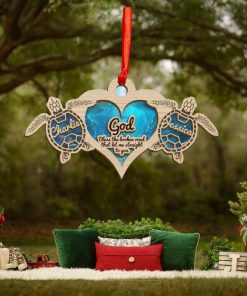 Turtle Heart Personalized Suncatcher Ornament