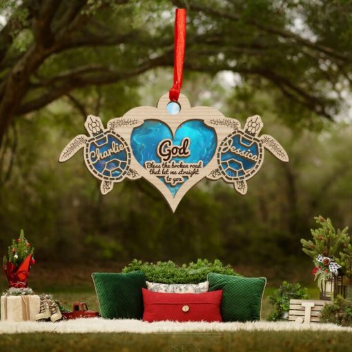 Turtle Heart Personalized Suncatcher Ornament