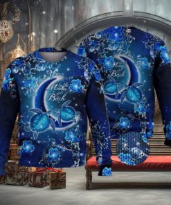 Turtle I Love You To The Moon And Back 3D Full Print Ugly Sweater Christmas Gift Sweater