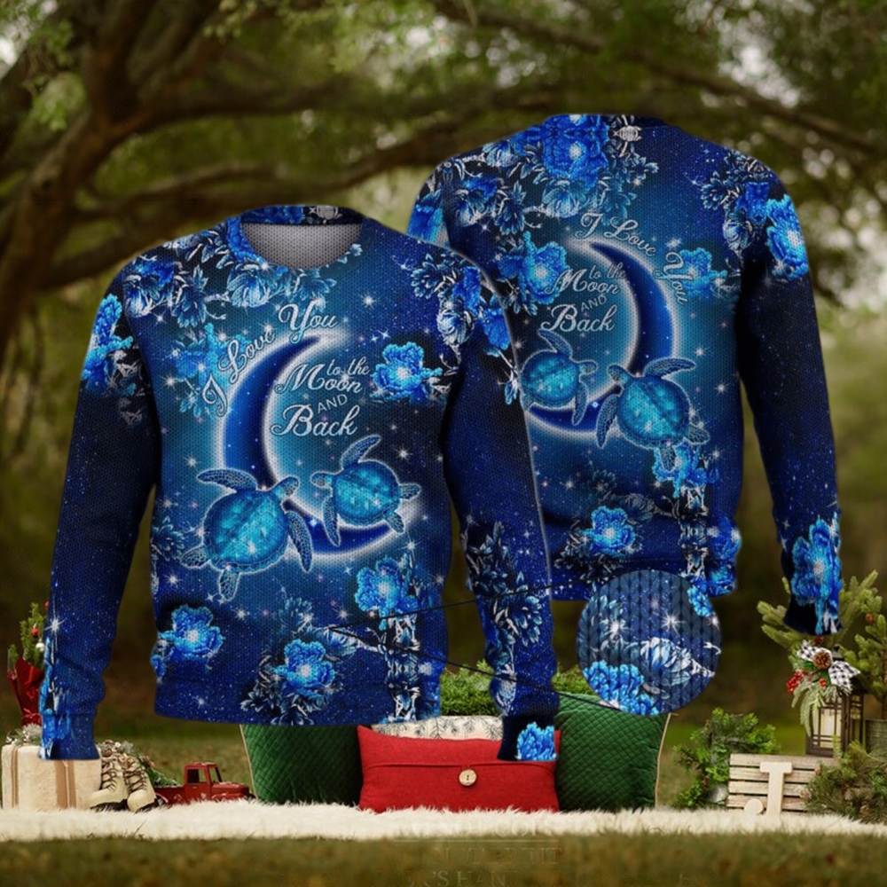 Turtle I Love You To The Moon And Back 3D Full Print Ugly Sweater Christmas Gift Sweater Turtle I Love You To The Moon And Back 3D Full Print Ugly Sweater Christmas Gift Sweater