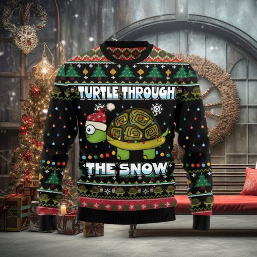 Turtle Through The Snow Funny Family Ugly Christmas Sweater