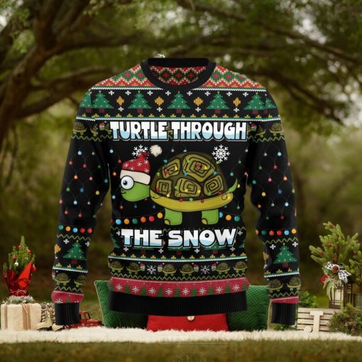 Turtle Through The Snow Funny Family Ugly Christmas Sweater