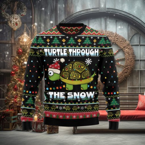 Turtle Through The Snow Ugly Christmas Sweater Gift Men Women
