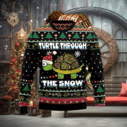 Turtle Through The Snow Ugly Christmas Sweater Impressive Gift For Men And Women