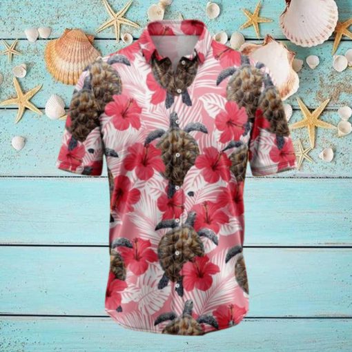 Turtle Tropical Flowers Hibiscus Tropical Hawaiian Shirt Gift For Men And Women