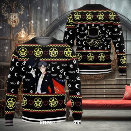 Tuxedo Ugly Christmas Sweater Sailor Moon Anime Xmas 3D Over Print Shirt