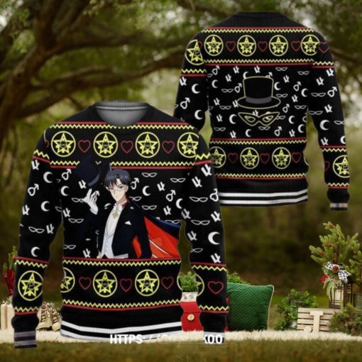 Tuxedo Ugly Christmas Sweater Sailor Moon Anime Xmas 3D Over Print Shirt