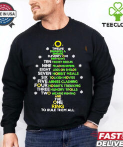 Twelve dwarves a singing eleventy one birthdays Christmas tree shirt