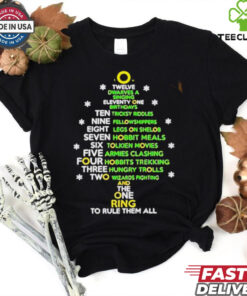 Twelve dwarves a singing eleventy one birthdays Christmas tree shirt