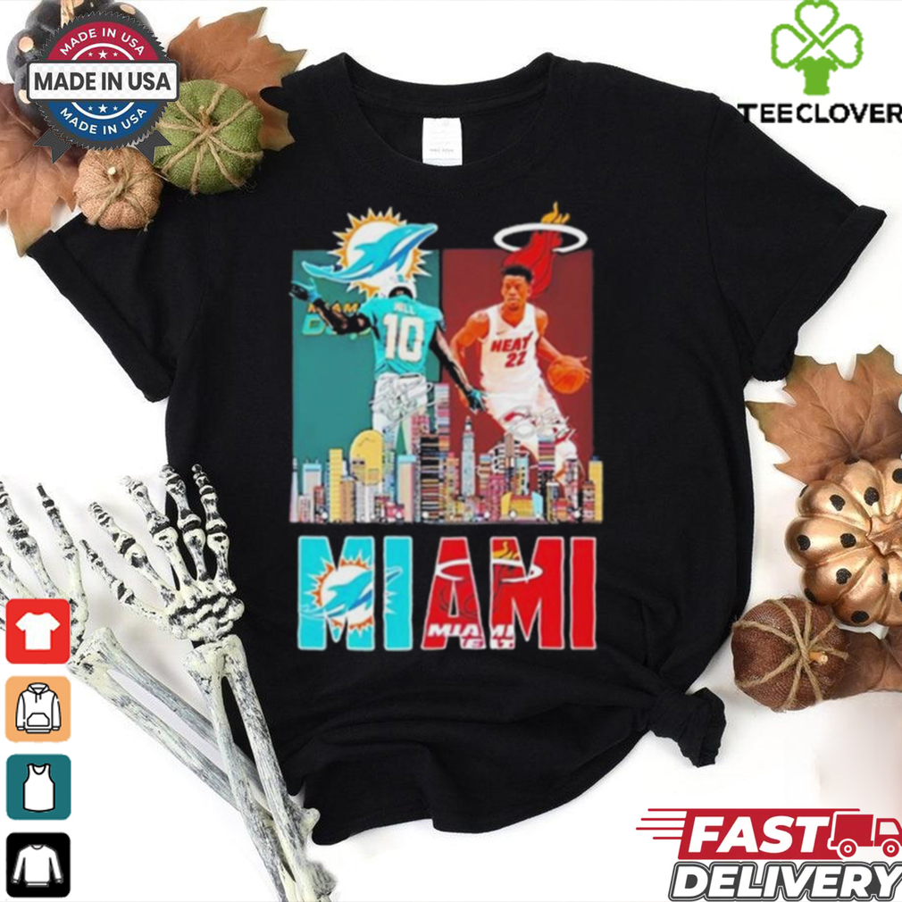 Tyreek Hill And Jimmy Butler Miami Sports Teams Skyline City Signatures Shirt Tyreek Hill And Jimmy Butler Miami Sports Teams Skyline City Signatures Shirt