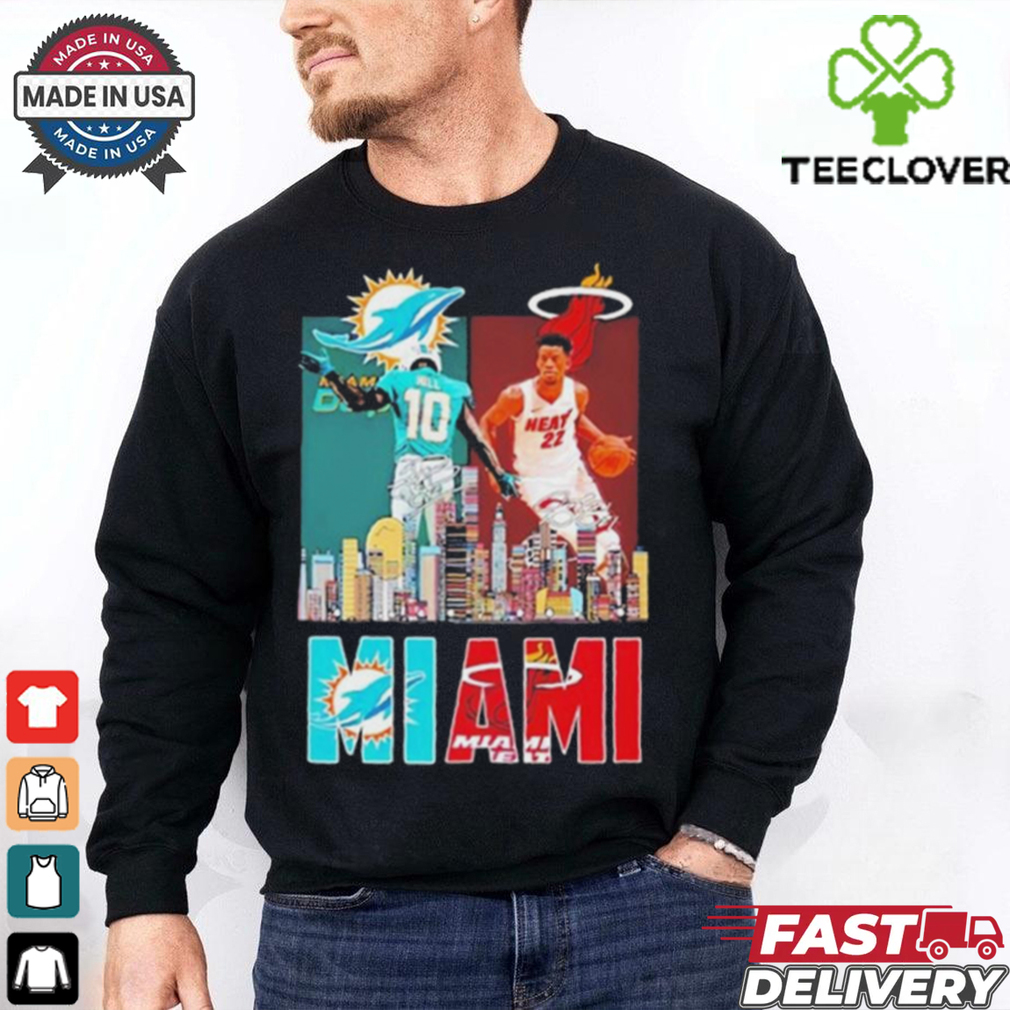 Tyreek Hill And Jimmy Butler Miami Sports Teams Skyline City Signatures Shirt Tyreek Hill And Jimmy Butler Miami Sports Teams Skyline City Signatures Shirt