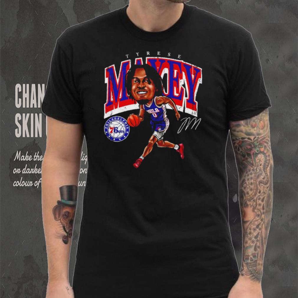 Tyrese Maxey Philadelphia 76ers cartoon caricature signature shirt Tyrese Maxey Philadelphia 76ers cartoon caricature signature shirt
