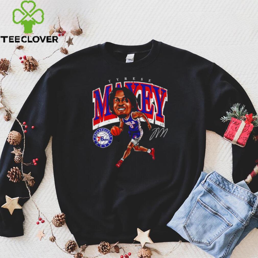 Tyrese Maxey Philadelphia 76ers cartoon caricature signature shirt Tyrese Maxey Philadelphia 76ers cartoon caricature signature shirt