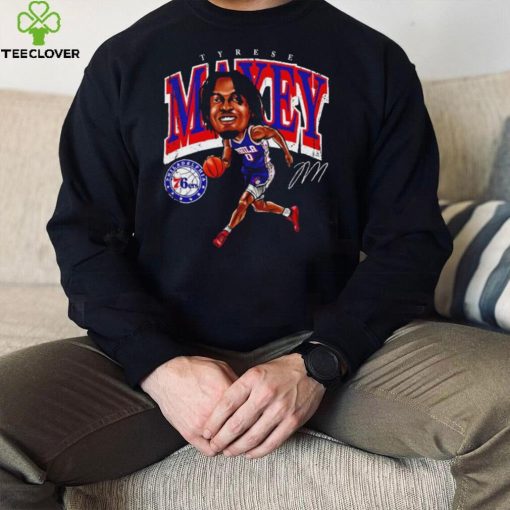 Tyrese Maxey Philadelphia 76ers cartoon caricature signature shirt
