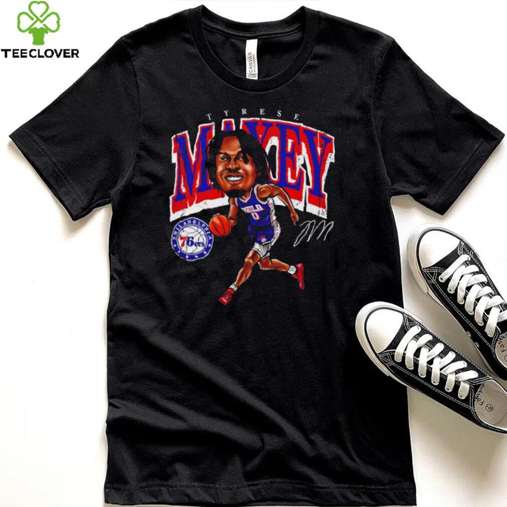 Tyrese Maxey Philadelphia 76ers cartoon caricature signature shirt Tyrese Maxey Philadelphia 76ers cartoon caricature signature shirt