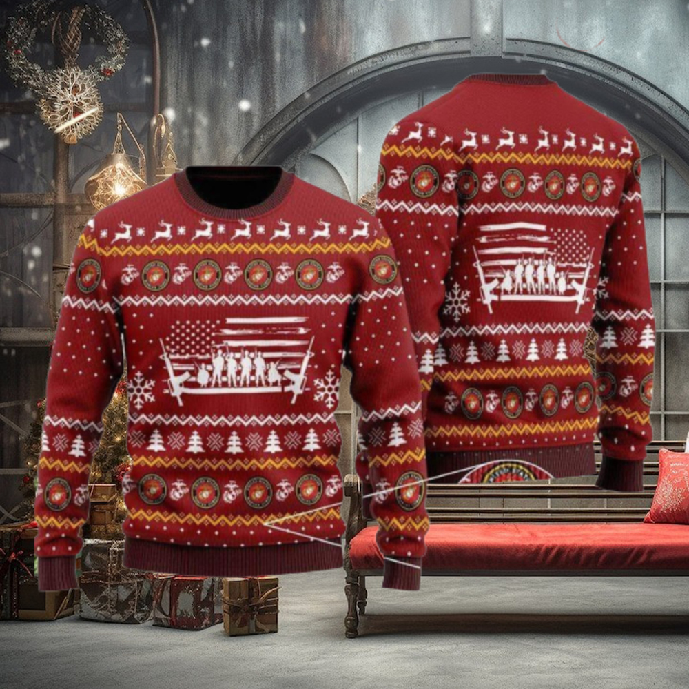 U.S Marine Corps Soldiers All Over Print 3D Ugly Christmas Sweater U.S Marine Corps Soldiers All Over Print 3D Ugly Christmas Sweater