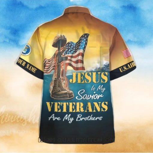 U.S. Air Force Jesus Is My Savior Veterans Are My Brothers Custom Name Hawaiian Shirt