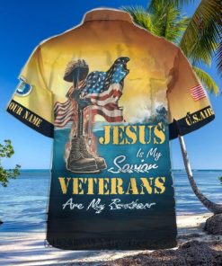 U.S. Air Force Jesus Is My Savior Veterans Are My Brothers Custom Name Hawaiian Shirt