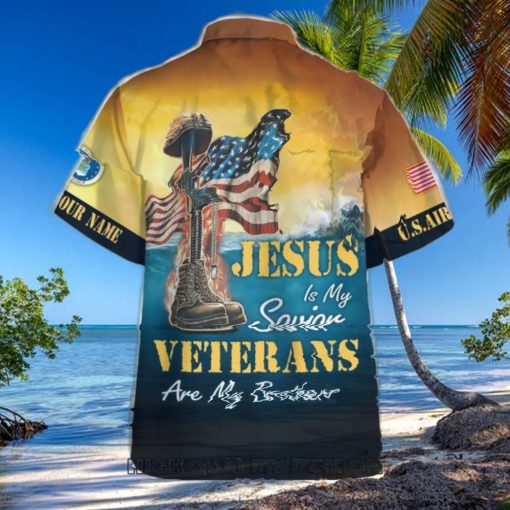 U.S. Air Force Jesus Is My Savior Veterans Are My Brothers Custom Name Hawaiian Shirt